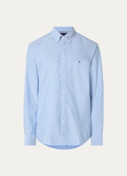 Tommy Hilfiger Heren Oxford regular fit overhemd met logo in de kleur Blauw