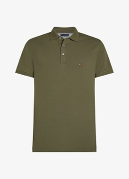 Tommy Hilfiger Heren 1985 slim fit polo met logoborduring in de kleur Army green / groen