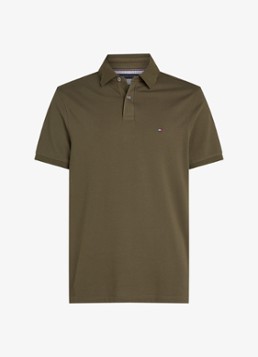 Tommy Hilfiger Heren Core regular fit polo van piqué katoen met logoborduring in de kleur Army green / groen
