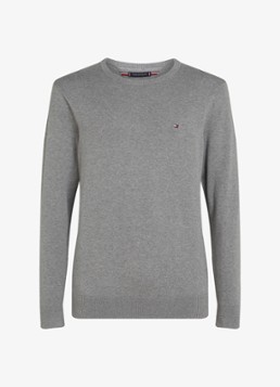 Tommy Hilfiger Heren Essential fijngebreide pullover met logo in de kleur Grijsmele