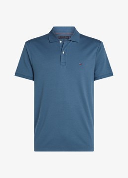 Tommy Hilfiger Heren Regular fit polo met logo in de kleur Aegean Sea-DBZ / Blauw