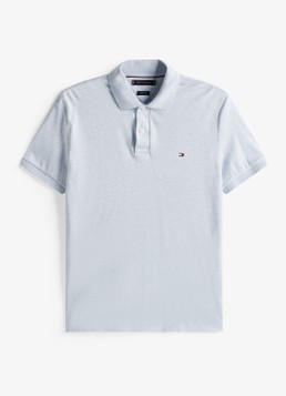 Tommy Hilfiger Heren Regular fit polo met logo in de kleur Aegean Sea-DBZ / Blauw