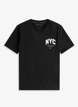 Tommy Hilfiger Heren T-shirt met logo in de kleur Zwart
