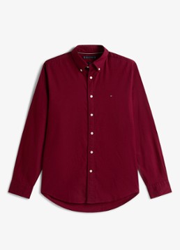 Tommy Hilfiger Heren Regular fit overhemd van flanel in de kleur Bordeauxrood