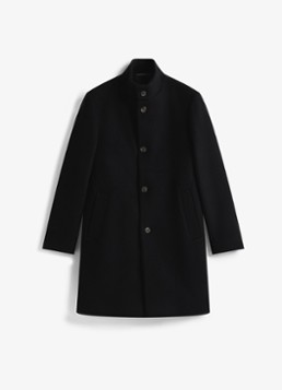 Tommy Hilfiger Heren Mantel in wolblend met steekzakken in de kleur Zwart
