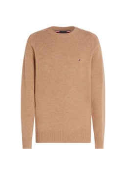 Tommy Hilfiger Heren Fijngebreide pullover van lamswol in de kleur Camel