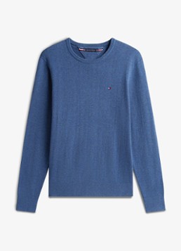 Tommy Hilfiger Heren Pullover met logo in de kleur Donkerblauw