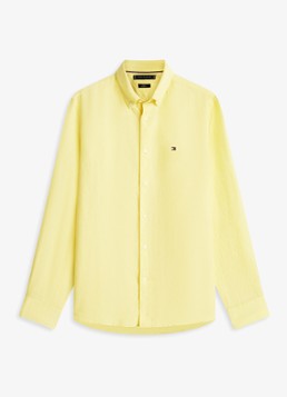 Tommy Hilfiger Heren Regular fit overhemd van linnen in de kleur Geel