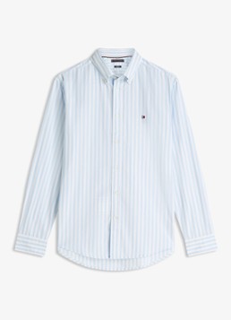 Tommy Hilfiger Heren Flex Poplin overhemd met streepprint in de kleur Lichtblauw