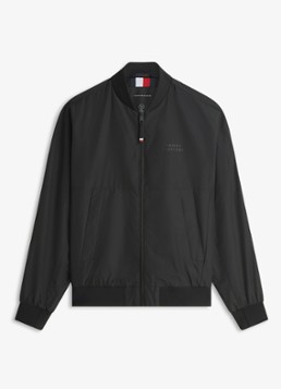 Tommy Hilfiger Heren Bomberjack met logo in de kleur Zwart