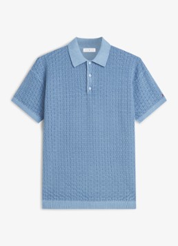 Tommy Hilfiger Heren Grofgebreide trui met structuur in de kleur Blauw