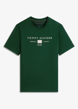 Tommy Hilfiger Heren T-shirt met logoprint in de kleur Groen