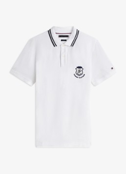 Tommy Hilfiger Heren Regular fit polo met logoborduring in de kleur Wit