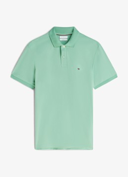 Tommy Hilfiger Heren Regular fit polo met logo in de kleur Cut Grass-L1A / Groen