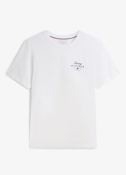 Tommy Hilfiger Heren T-shirt met logo in de kleur Wit