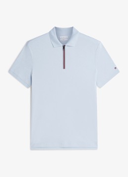 Tommy Hilfiger Heren Regular fit polo met halve rits in de kleur Lichtblauw