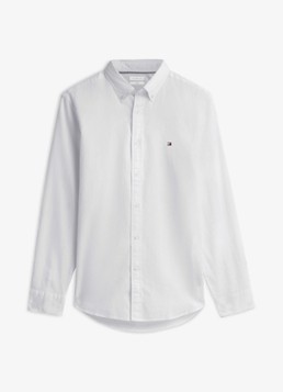 Tommy Hilfiger Heren Regular fit overhemd met logo in de kleur Wit