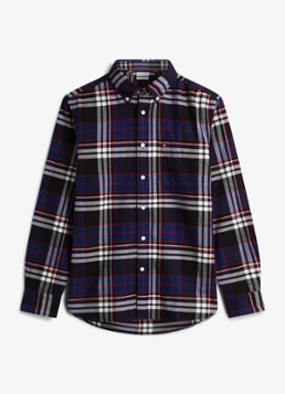 Tommy Hilfiger Heren Regular fit overhemd van katoen met ruitdessin in de kleur Donkerblauw