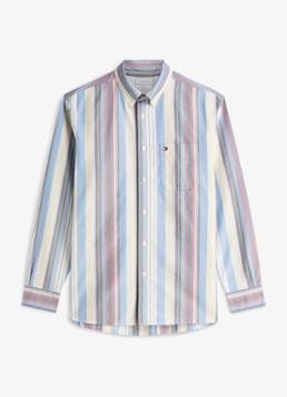 Tommy Hilfiger Heren Relaxed fit overhemd met streepprint in de kleur Blauw