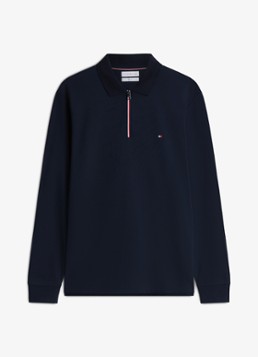 Tommy Hilfiger Heren Regular fit polo met halve rits in de kleur Donkerblauw