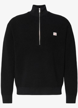 Calvin Klein Heren Ribgebreide trui met halve rits in de kleur Zwart
