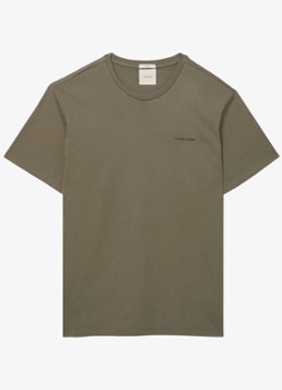 Calvin Klein Heren T-shirt met logo in de kleur Olijfgroen
