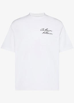 Calvin Klein Heren T-shirt met logo- en backprint in de kleur Wit