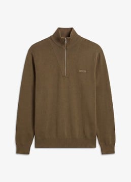 Calvin Klein Heren Sweater met halve rits in de kleur Olijfgroen