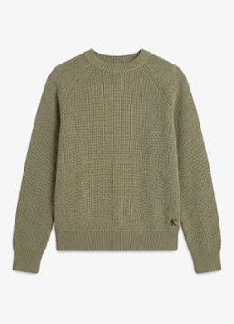 Calvin Klein Heren Ribgebreide trui met logoborduring in de kleur Olijfgroen