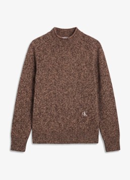Calvin Klein Heren Grofgebreide trui met logo in de kleur Bruin
