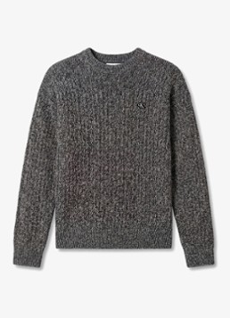 Calvin Klein Heren Ribgebreide trui met logo in de kleur Middengrijs