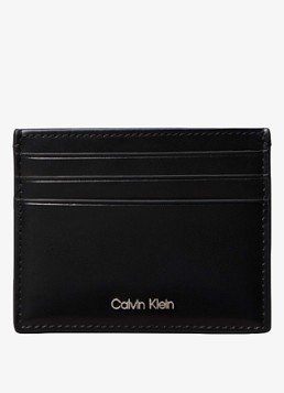 Calvin Klein Heren Pasjeshouder van leer met logo in de kleur Zwart