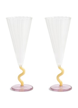 &Klevering Curve champagneglas set van 2 Roze - Deal
