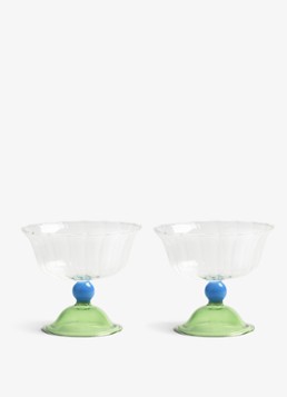 &Klevering Glazen tulp coupe set van 2 Groen - Deal