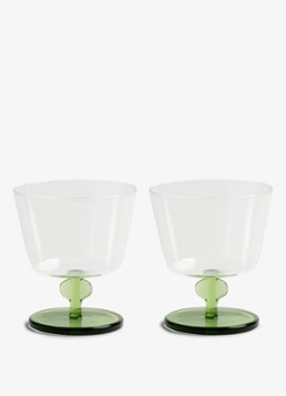 &Klevering Glazen met bloemblaadjes - set van 2 Groen