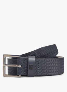 Tommy Hilfiger Heren Riem met logoprint in de kleur Donkerblauw