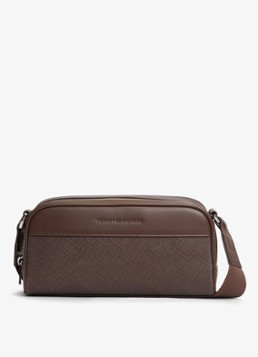 Tommy Hilfiger Heren Crossbodytas met logoprint in de kleur Donkerbruin