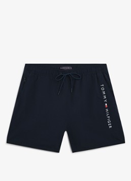 Tommy Hilfiger Heren Zwemshorts met logo in de kleur Donkerblauw