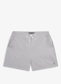 Tommy Hilfiger Heren Zwemshorts met streepprint en logo in de kleur Grijs