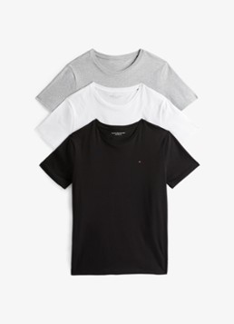 Tommy Hilfiger Heren T-shirts met logo in 3-pack in de kleur Grijs