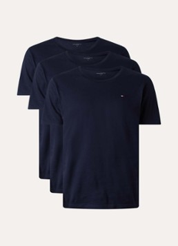 Tommy Hilfiger Heren T-shirts met logo in 3-pack in de kleur Donkerblauw