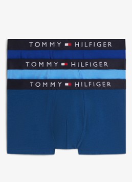 Tommy Hilfiger Heren Boxershorts met logoband in 3-pack in de kleur Blauw