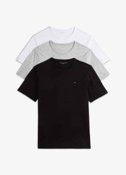 Tommy Hilfiger Heren T-shirt met logo in 3-pack in de kleur Grijs