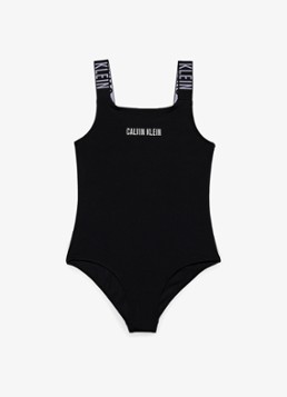 Calvin Klein Meisjes Badpak met logoprint in de kleur Zwart