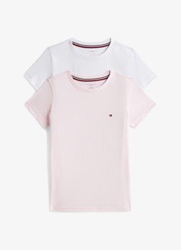 Tommy Hilfiger Meisjes T-shirt met logo in 2-pack in de kleur Wit