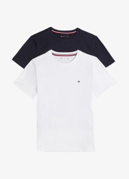 Tommy Hilfiger Jongens T-shirt met ronde hals in 2-pack in de kleur Donkerblauw