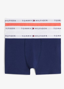 Tommy Hilfiger Jongens Essential boxershorts met logoband 3-pack in de kleur Donkerblauw