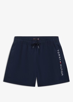 Tommy Hilfiger Jongens Zwemshorts met steekzakken en logo in de kleur Donkerblauw