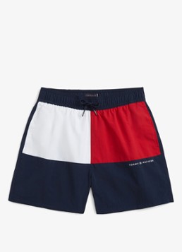 Tommy Hilfiger Jongens Zwemshorts met steekzakken en logo in de kleur Donkerblauw