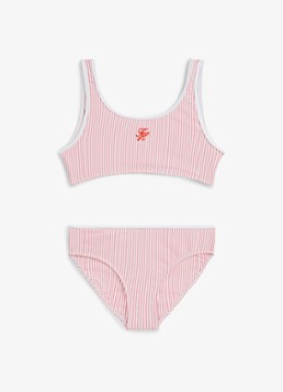 Tommy Hilfiger Meisjes Bikiniset met structuur en streepprint in de kleur Lichtroze